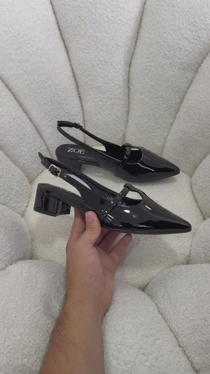 Tacones Negro Charol 15004 Hebilla Mary Jane Slingback Ejecutivo Zoé Brand Costa Rica
