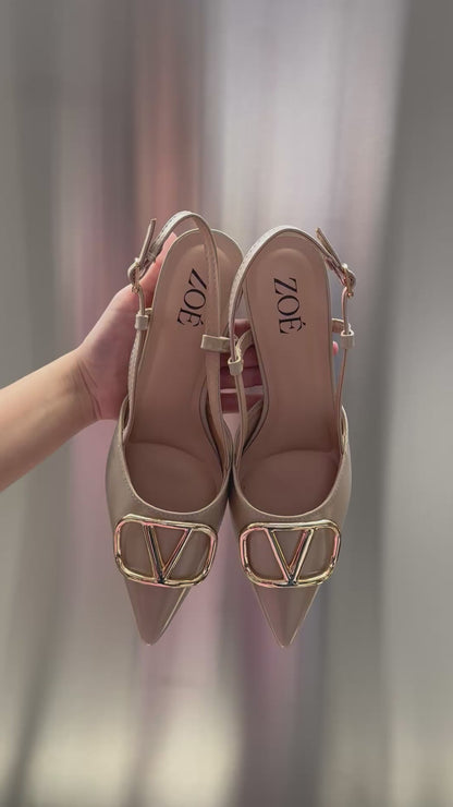 Tacones Beige 14996 Hebilla Slingback Ejecutivo de mujer Zoé Brand Costa Rica