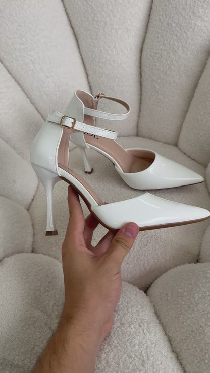 Tacones Blanco Charol 15015 Hebilla Stiletos Ejecutivo Zoé Brand Costa Rica
