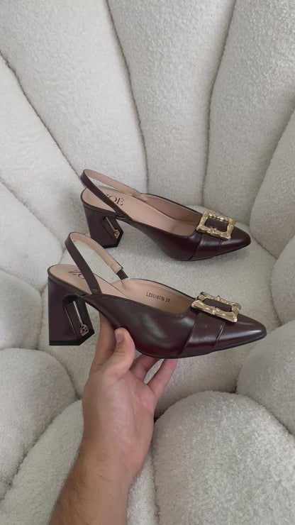 Tacones Café 15022 Hebilla Slingback Ejecutivo Zoé Brand Costa Rica