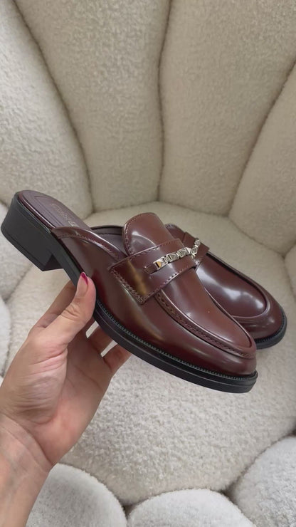 Zuecos Café 14075 Cuero Genuino Slip On Casual de mujer Zoé Brand Costa Rica