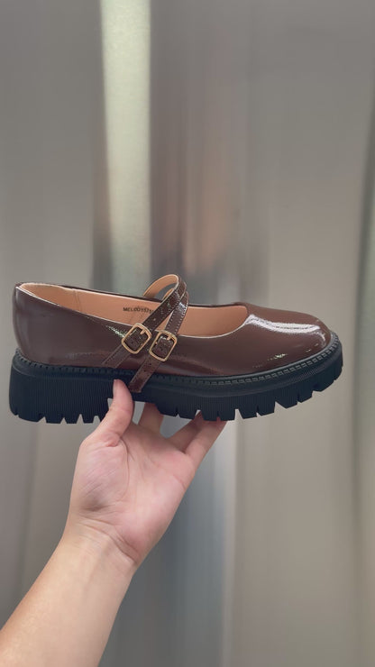Mocasines Café Charol Plataforma 15027 Doble Correa Mary Jane Ejecutivo Zoé Brand Costa Rica