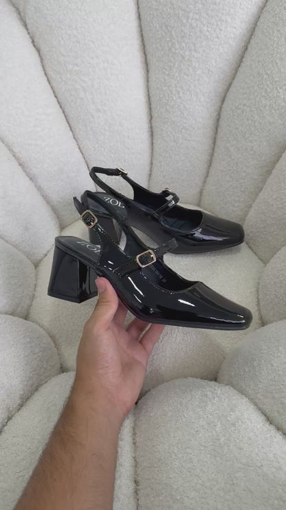 Tacones Negro Charol 15000 Hebilla Mary Jane Slingback Ejecutivo Zoé Brand Costa Rica