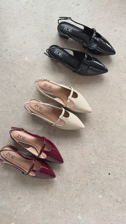 Tacones Burdeos Charol 15005 Hebilla Mary Jane Slingback Ejecutivo Zoé Brand Costa Rica