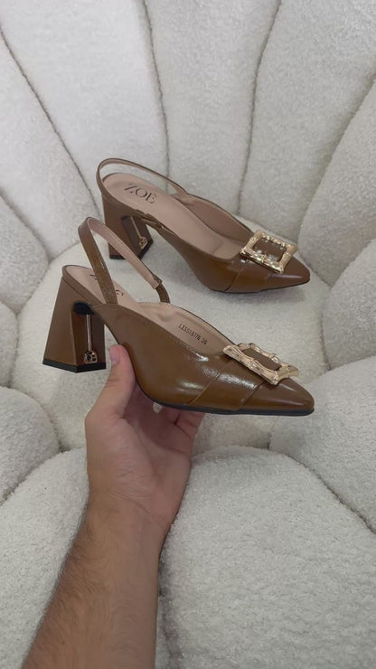 Tacones Café 15020 Hebilla Slingback Ejecutivo Zoé Brand Costa Rica