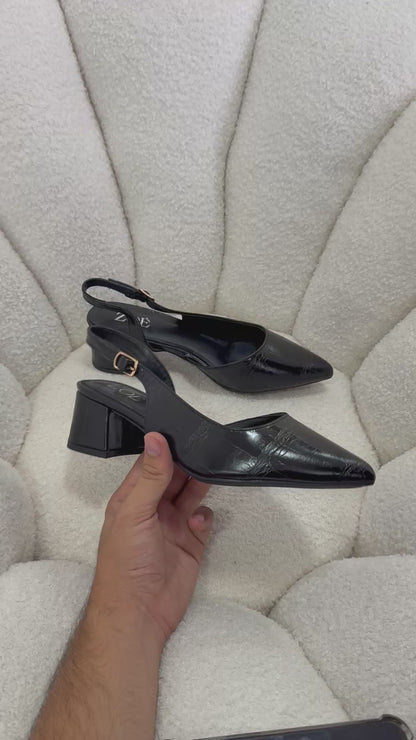 Tacones Negro 15007 Hebilla Slingback Animal Print Ejecutivo Zoé Brand Costa Rica