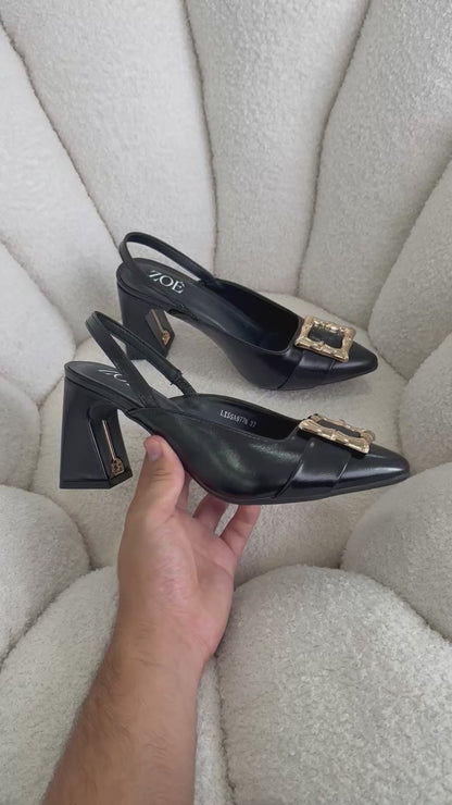 Tacones Negro 15019 Hebilla Slingback Ejecutivo Zoé Brand Costa Rica