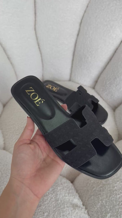 Sandalias Negro Gamuza 14943 Casual Zoé Brand Costa Rica