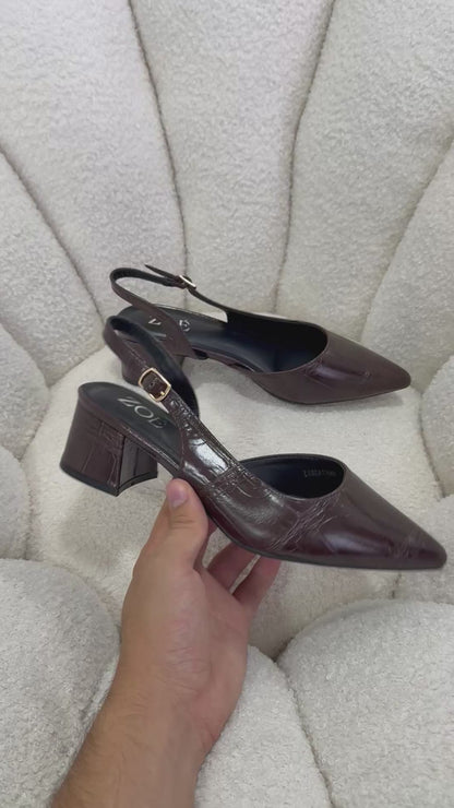 Tacones Café 15009 Hebilla Slingback Animal Print Ejecutivo Zoé Brand Costa Rica