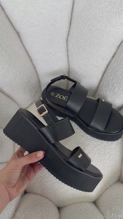 Sandalias Negro Plataforma 14938 Doble Correa Slingback Casual de mujer Zoé Brand Costa Rica