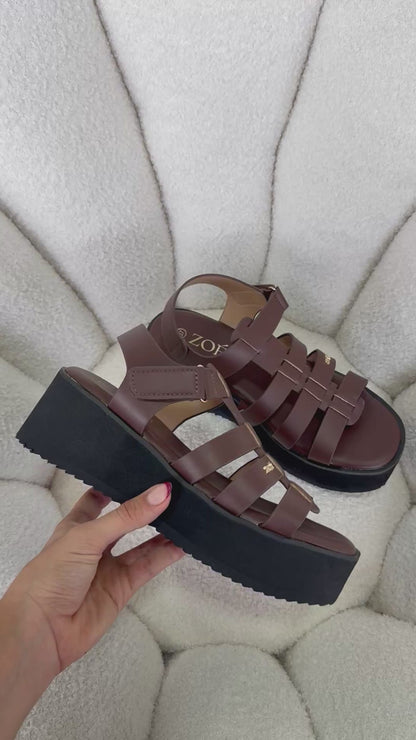Sandalias Café Plataforma 14937 Velcro Casual de mujer Zoé Brand Costa Rica