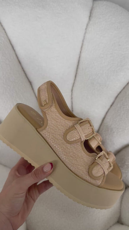 Sandalias Beige Plataforma 14933 Hebillas Casual de mujer Zoé Brand Costa Rica