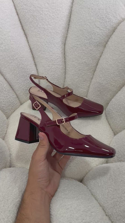 Tacones Burdeos Charol 15001 Hebilla Mary Jane Ejecutivo Zoé Brand Costa Rica
