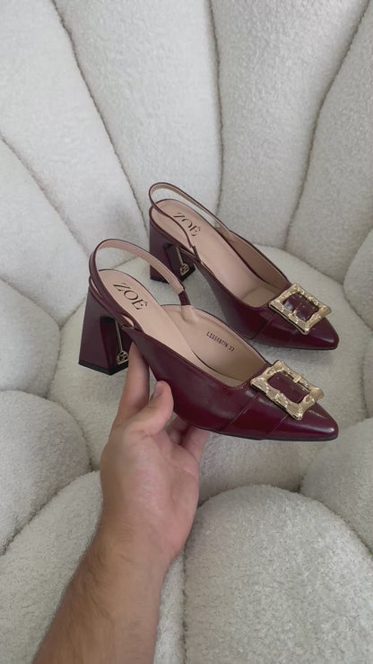 Tacones Burdeos 15021 Hebilla Slingback Ejecutivo Zoé Brand Costa Rica