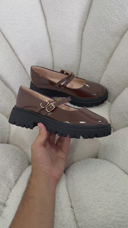Mocasines Café Charol Plataforma 15027 Doble Correa Mary Jane Ejecutivo Zoé Brand Costa Rica