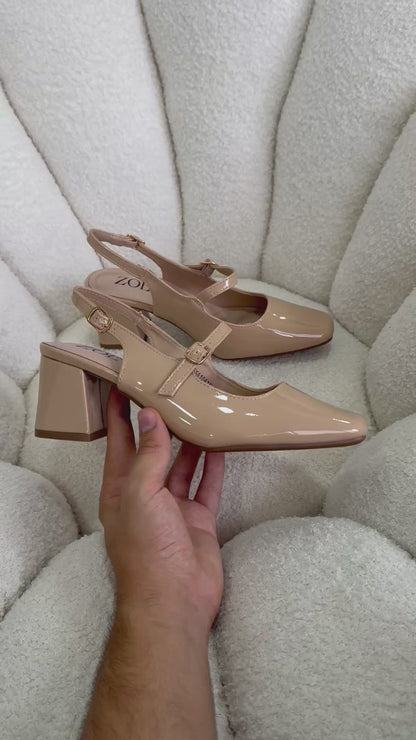 Tacones Nude Charol 14999 Hebilla Mary Jane Slingback Ejecutivo Zoé Brand Costa Rica