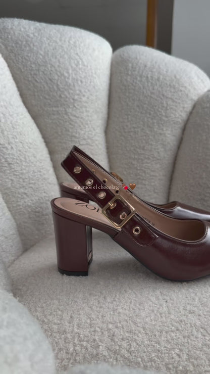 Tacones Café 15003 Hebilla Slingback Ejecutivo Zoé Brand Costa Rica