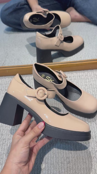 Tacones Nude Charol 14516 Plataforma Mary Jane Hebilla Ejecutivo de mujer Zoé Brand Costa Rica