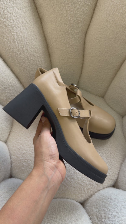 Tacones Beige Plataforma 14513 Mary Jane Hebilla Ejecutivo de mujer Zoé Brand Costa Rica