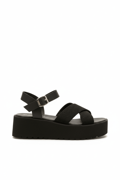 Sandalias Negras Plataforma 14266 Doble Correa con Hebillas Casual de mujer Zoé Brand Costa Rica