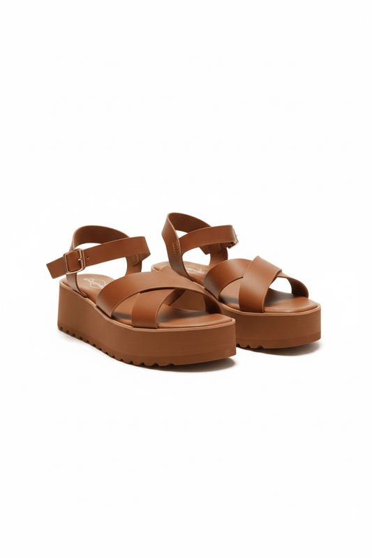 Sandalias Camel Plataforma 14268 Doble Correa con Hebilla Casual de mujer Zoé Brand Costa Rica