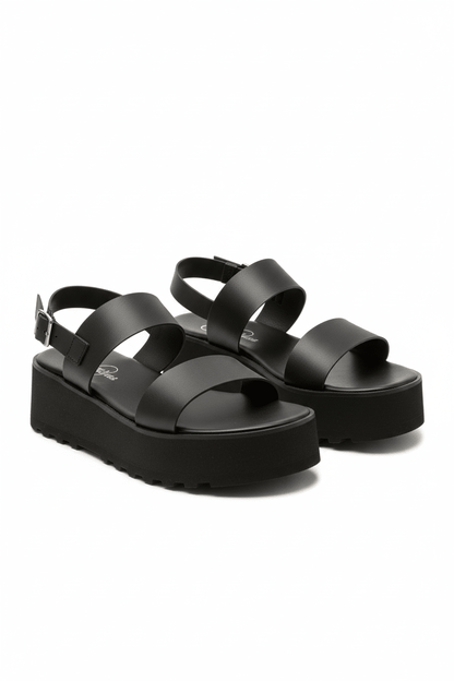 Sandalias Negras Plataforma 14269 Doble Correa con Hebilla Casual de mujer Zoé Brand Costa Rica