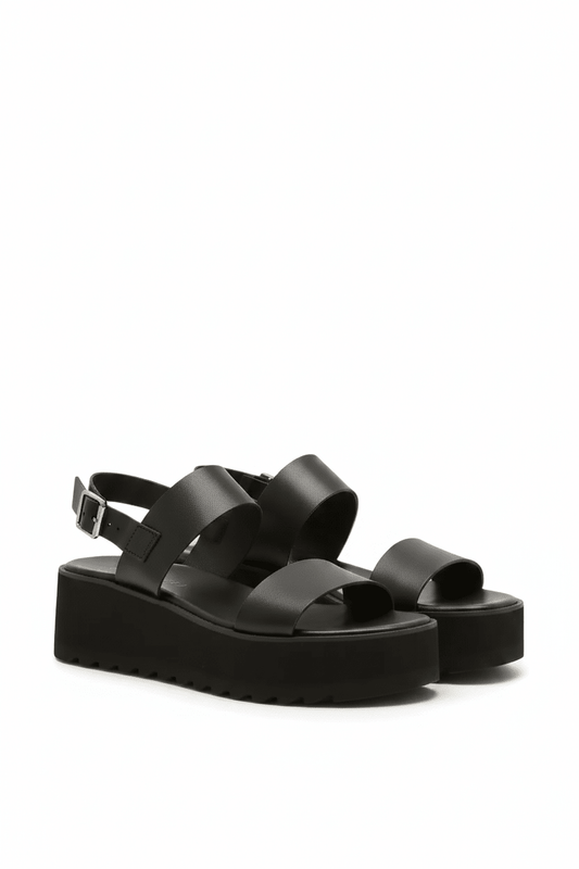 Sandalias Negras Plataforma 14270 Doble Correa con Hebilla Casual de mujer Zoé Brand Costa Rica