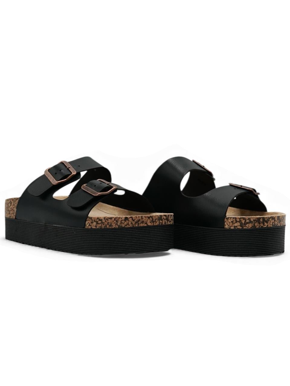 Sandalias Negras Yute Plataforma 14281 Doble Correa con Hebilla Casual de mujer Zoé Brand Costa Rica