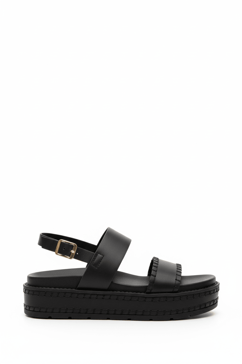 Sandalias Negro Plataforma 14350 Doble Correa con Hebilla Slingback Casual Zoé Brand Costa Rica