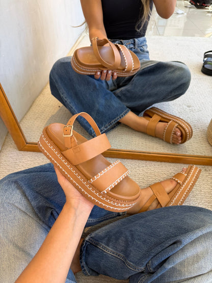 Sandalias Camel Plataforma 14351 Doble Correa con Hebilla Slingback Casual Zoé Brand Costa Rica