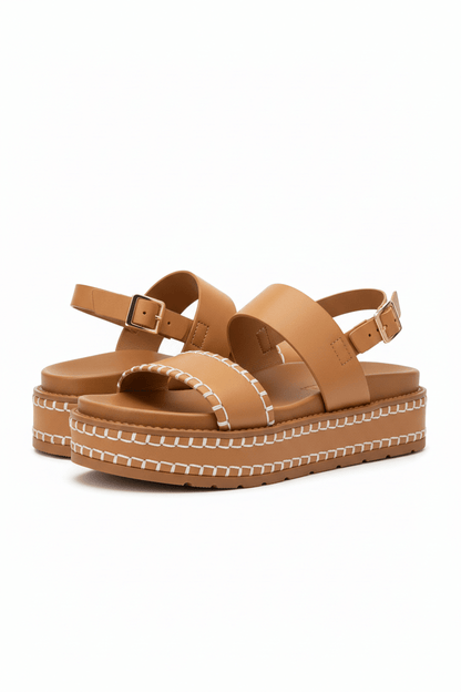 Sandalias Camel Plataforma 14351 Doble Correa con Hebilla Slingback Casual Zoé Brand Costa Rica