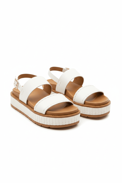 Sandalias Blanco Plataforma 14352 Doble Correa con Hebilla Slingback Casual Zoé Brand Costa Rica