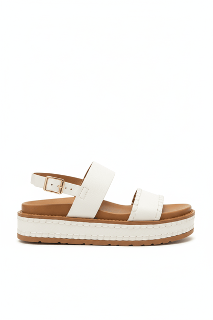 Sandalias Blanco Plataforma 14352 Doble Correa con Hebilla Slingback Casual Zoé Brand Costa Rica