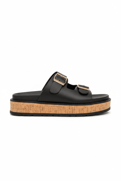 Sandalias Negro Plataforma 14353 Slip On Doble Correa de mujer Zoé Brand Costa Rica