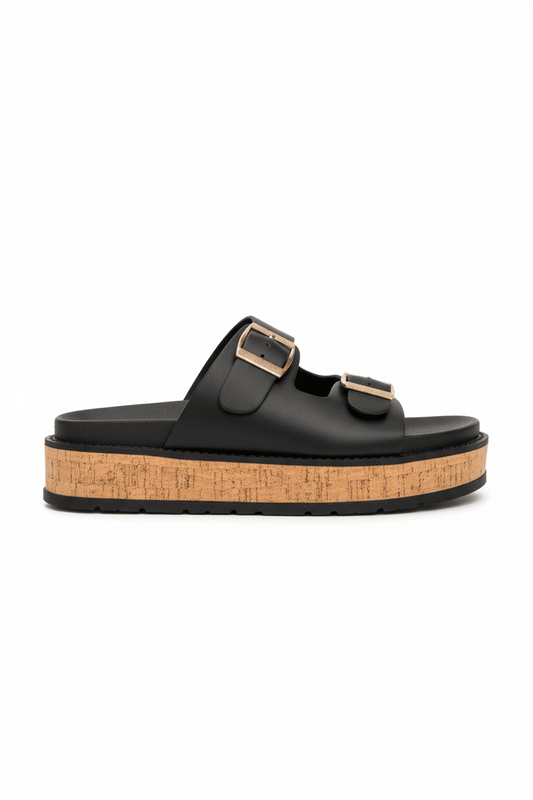 Sandalias Negro Plataforma 14353 Slip On Doble Correa de mujer Zoé Brand Costa Rica