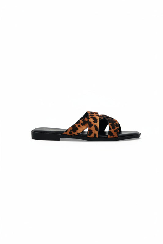 Sandalias Negro Gamuza Animal Print 14414 Slip On Casual Zoé Brand Costa Rica