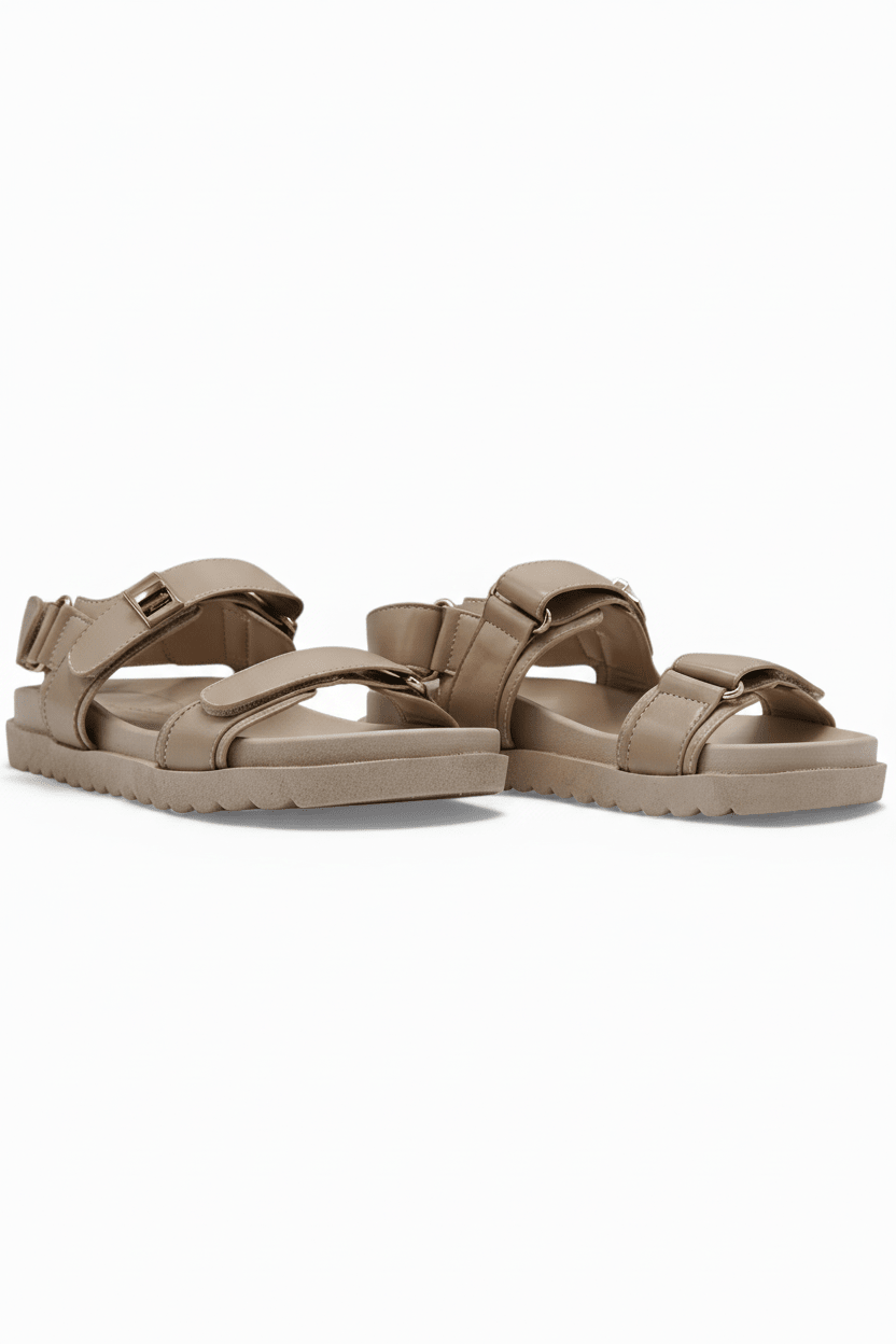 Sandalias Beige 14416 Triple Correa con Hebillas Velcro Casual Zoé Brand Costa Rica