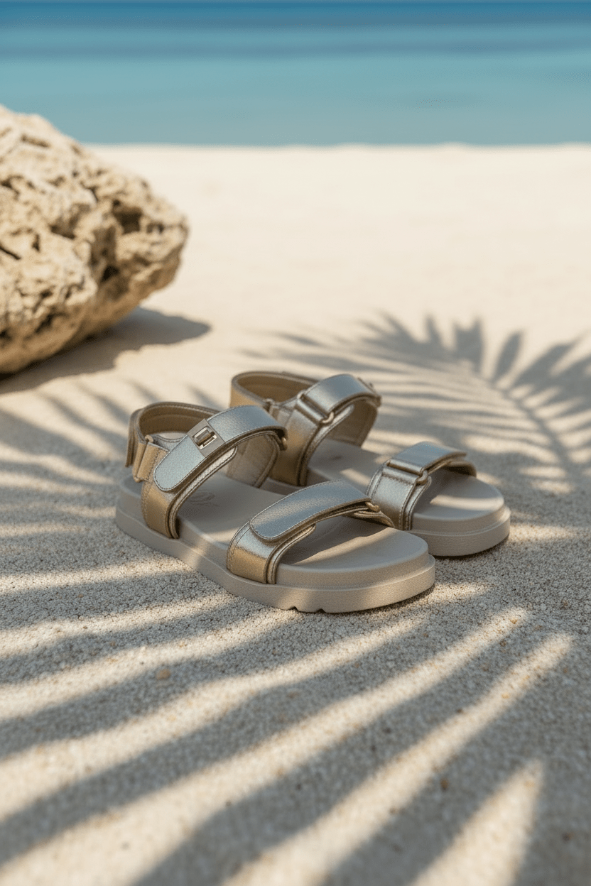 Sandalias Dorado 14418 Triple Correa con Hebillas Velcro Casual Zoé Brand Costa Rica