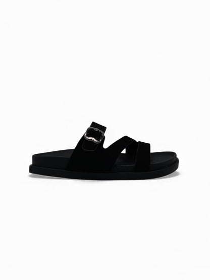 Sandalias Negro 14472 Triple Correa Hebilla Slip On Casual Zoé Brand Costa Rica