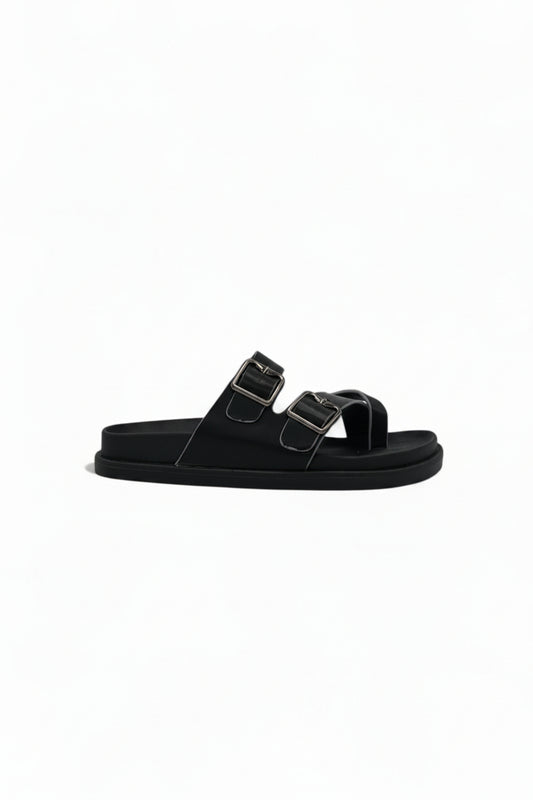 Sandalias Negro 14492 Doble Correa Ajustable Doble Hebilla Slip On Casual mujer Zoé Brand Costa Rica