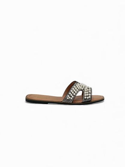 Sandalias Negro Perlas Brillos 14535 Slip On Casual de mujer Zoé Brand Costa Rica
