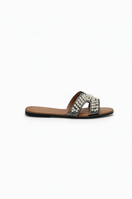 Sandalias Negro Perlas Brillos 14535 Slip On Casual de mujer Zoé Brand Costa Rica
