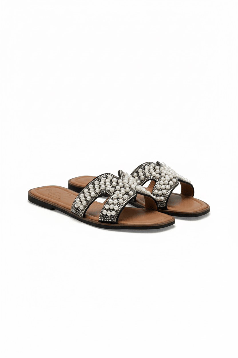 Sandalias Negro Perlas Brillos 14535 Slip On Casual de mujer Zoé Brand Costa Rica