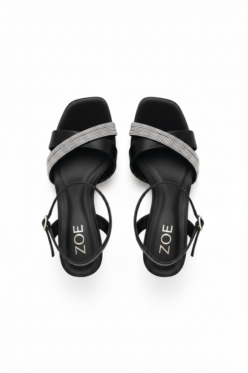 Sandalias Negro Brillos 14555 Hebilla Casual de mujer Zoé Brand Costa Rica