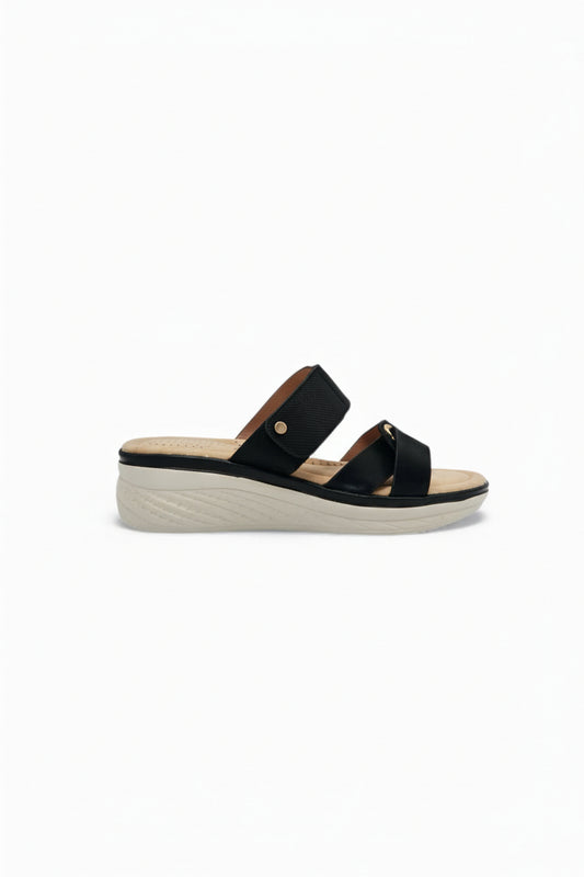 Sandalias Negro Cuña 14670 Doble Correa Slip On Casual de mujer Zoé Brand Costa Rica