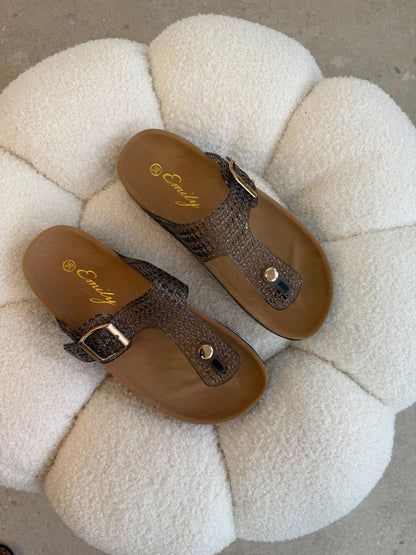 Sandalias Negro Animal Print 14790 Hebilla de mujer Zoé Brand Costa Rica