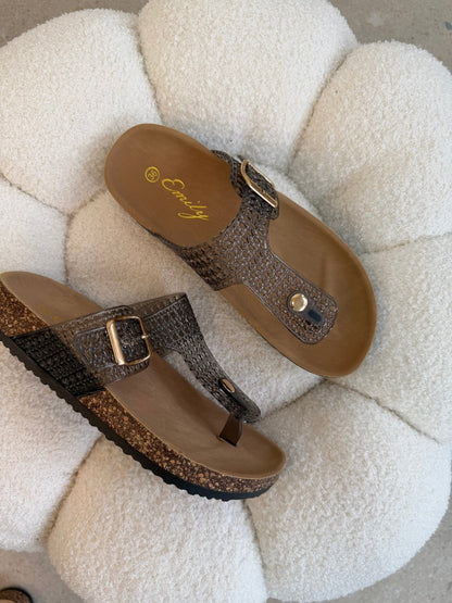 Sandalias Negro Animal Print 14790 Hebilla de mujer Zoé Brand Costa Rica