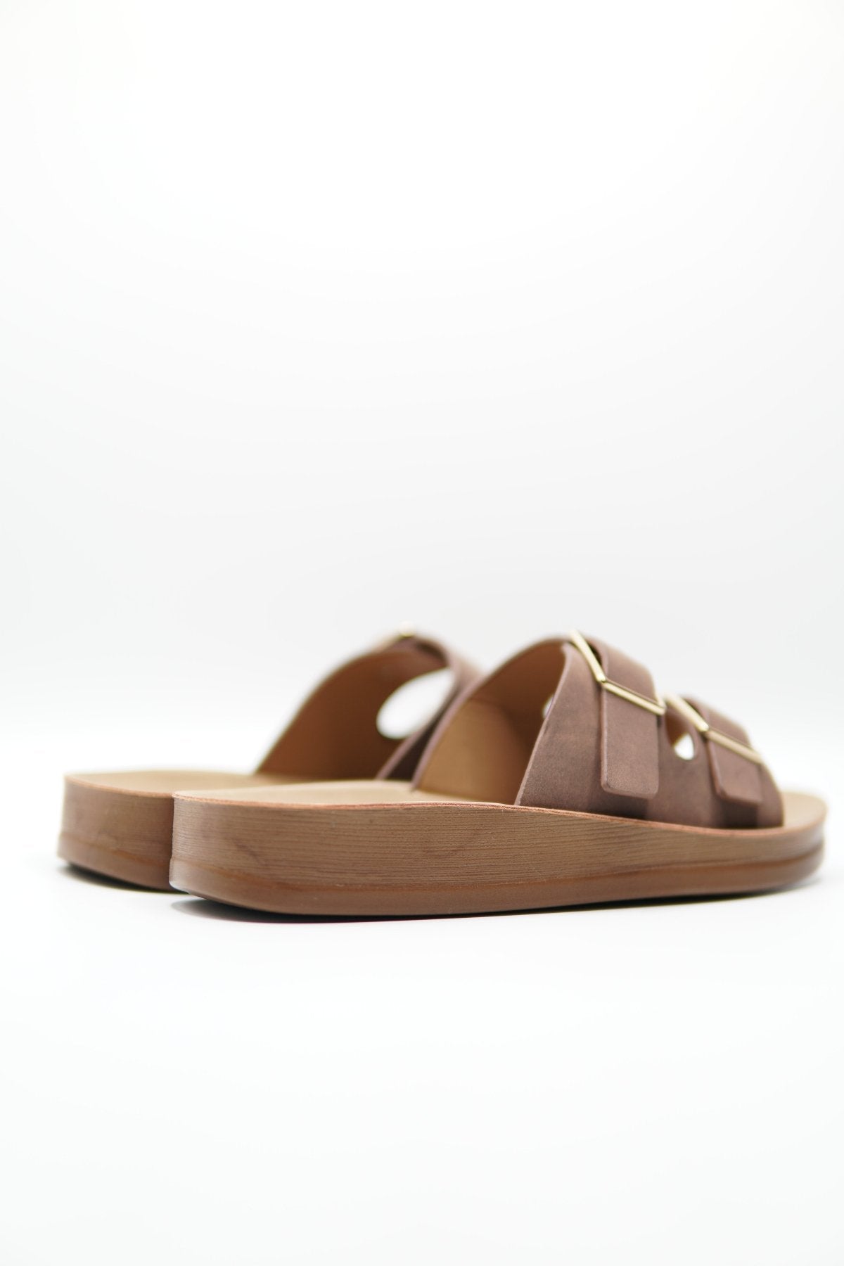 Sandalias Café Plataforma Flat 14800 Doble Correa Hebillas Casual de mujer Zoé Brand Costa Rica