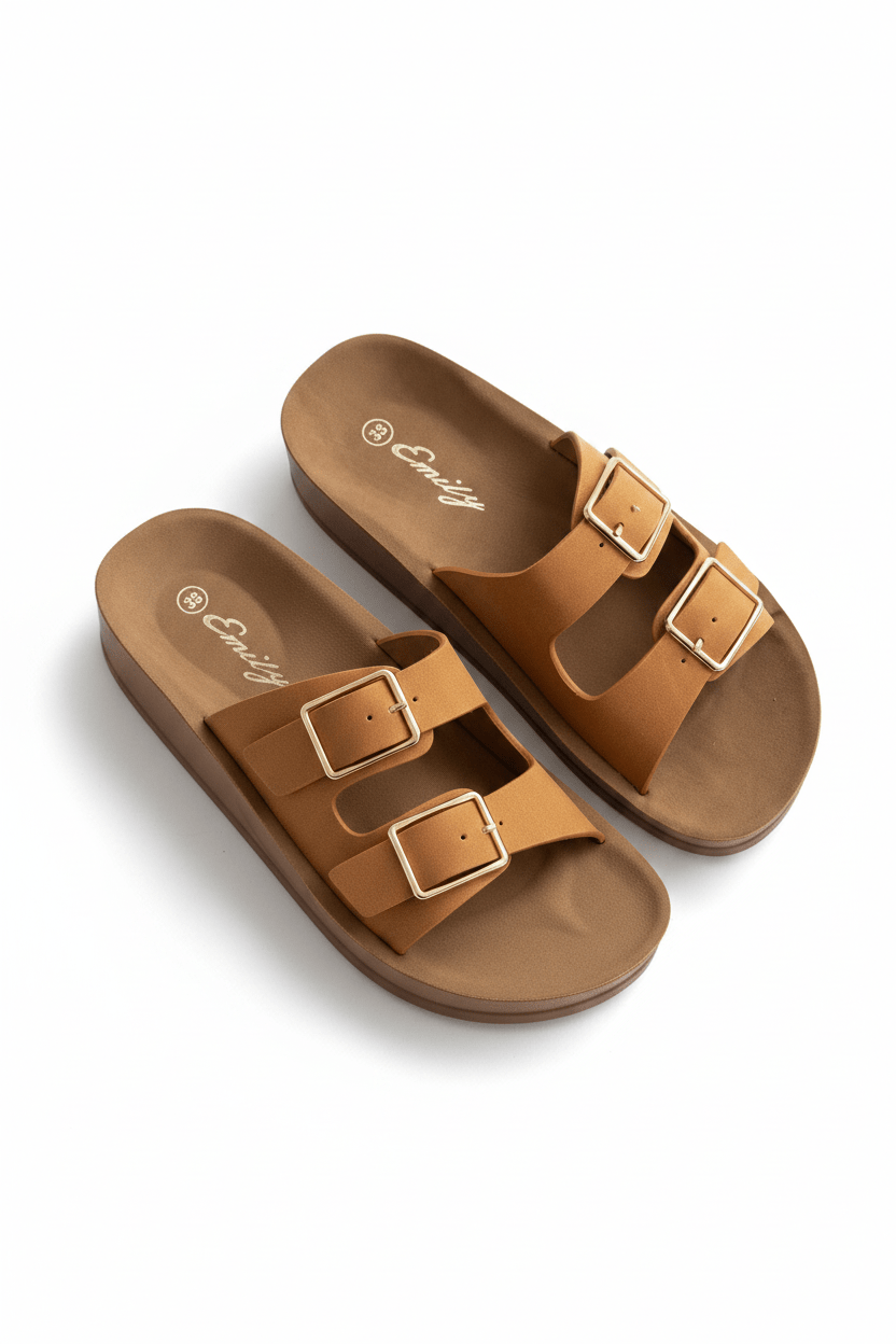 Sandalias Tan Plataforma Flat 14801 Doble Correa Hebillas Casual de mujer Zoé Brand Costa Rica