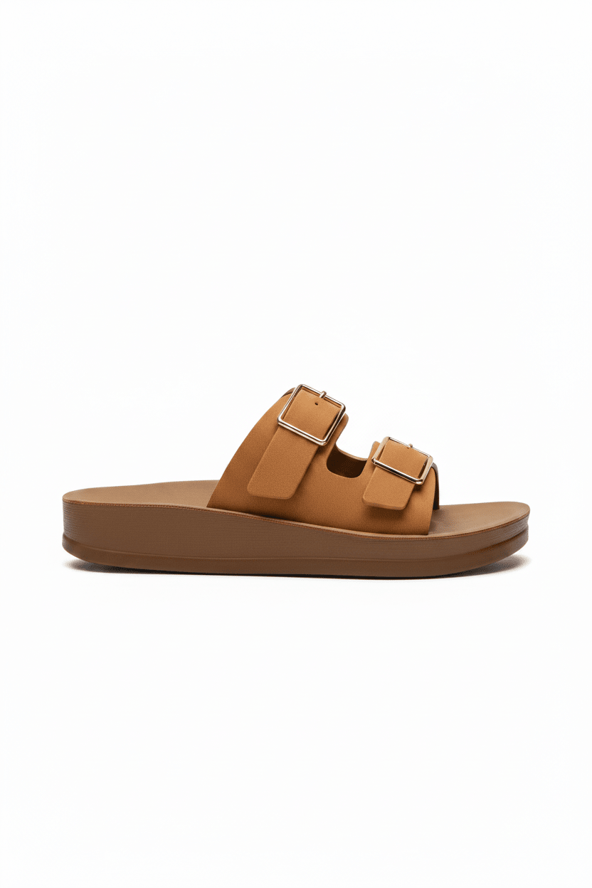Sandalias Tan Plataforma Flat 14801 Doble Correa Hebillas Casual de mujer Zoé Brand Costa Rica
